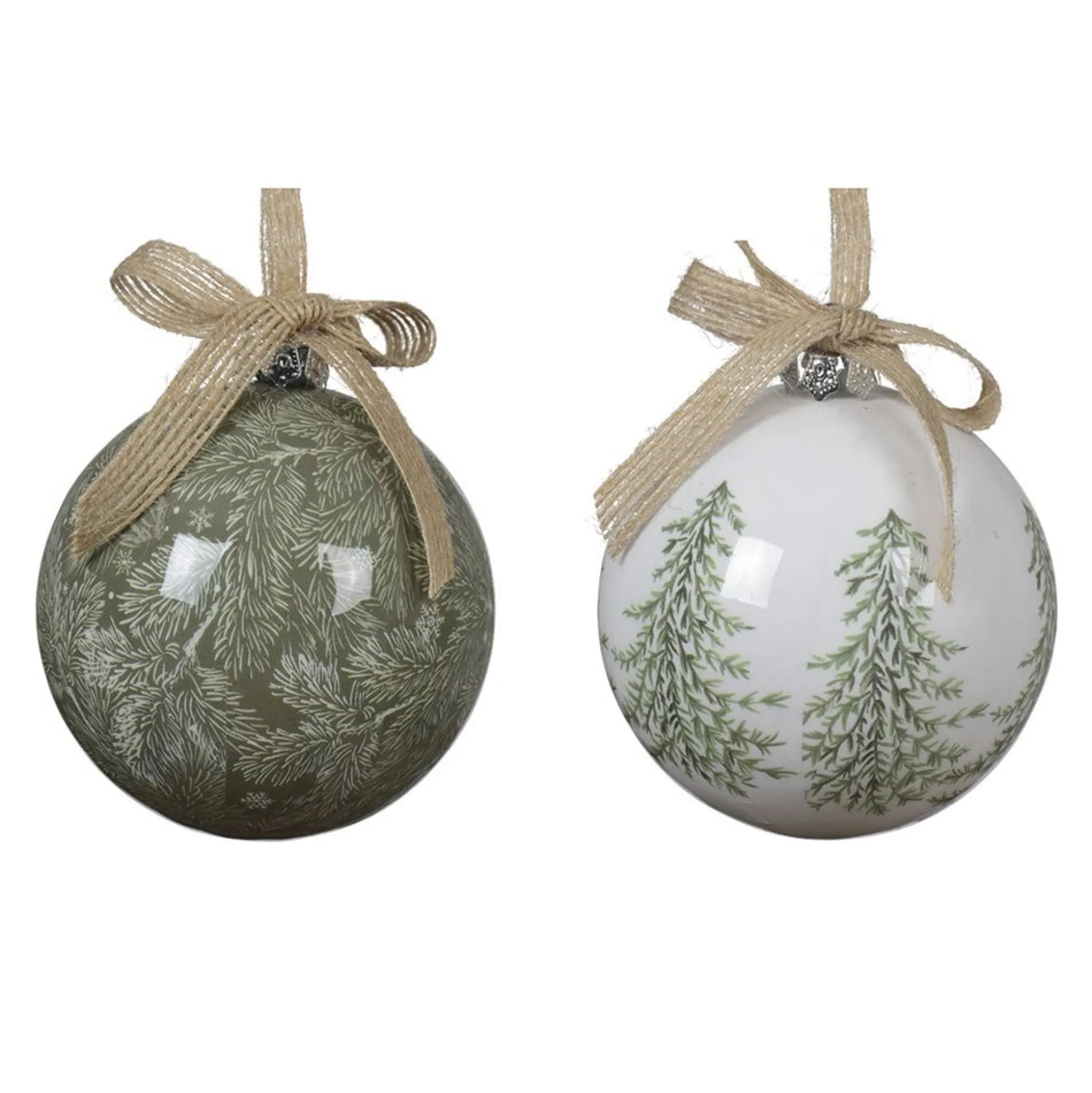 Kerstbal 8 cm wit groen