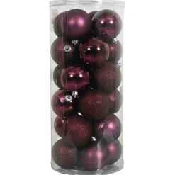 Kerstbal 4cm mix koker 24st wijnrood