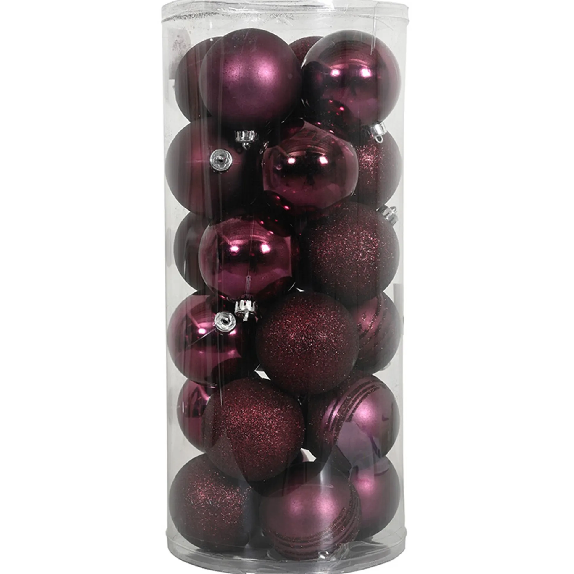 Kerstbal 4cm mix koker 24st wijnrood
