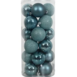 Kerstbal 4cm mix koker 24st blauw