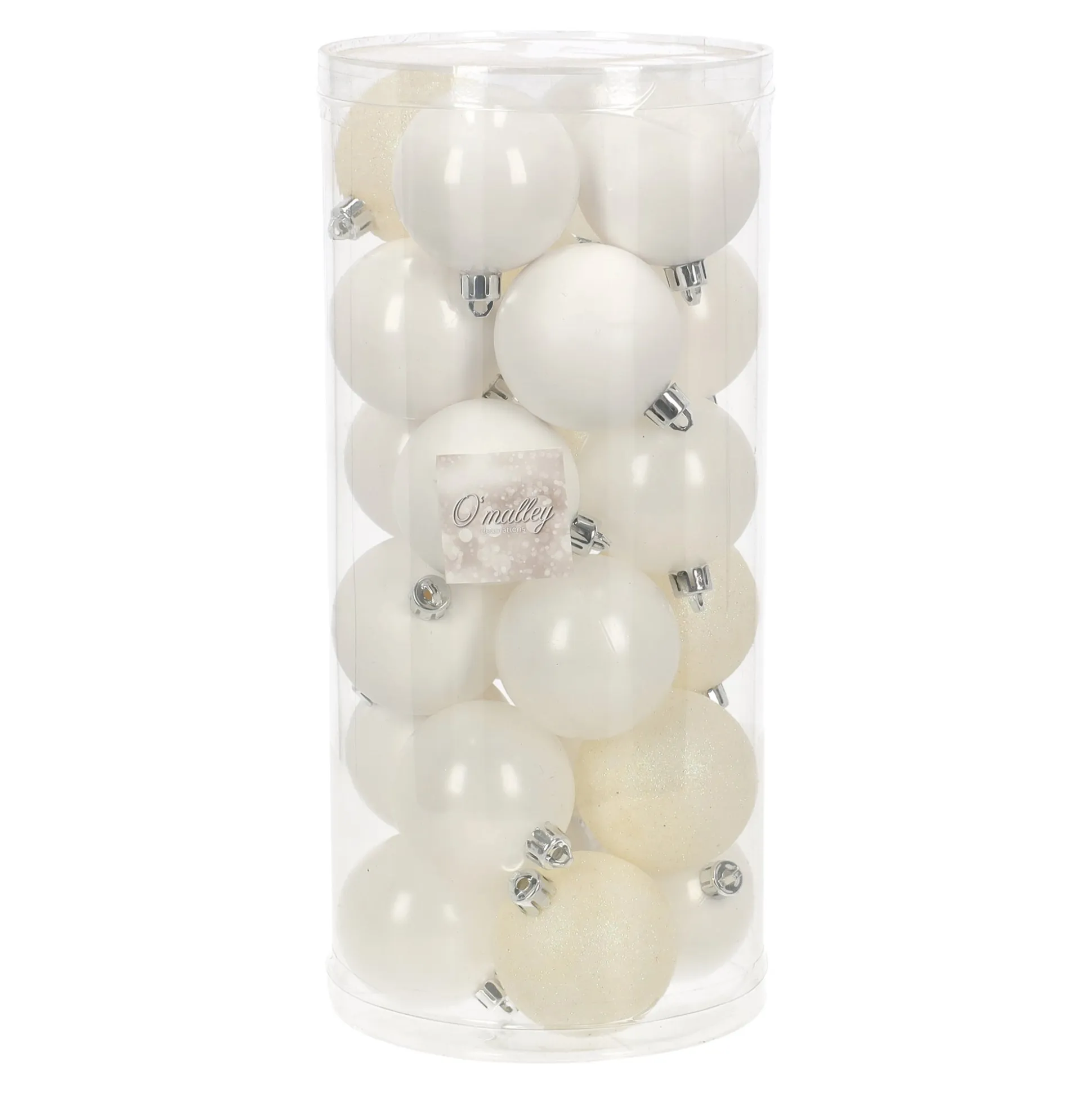 Kerstbal 4cm mix koker 24st wit