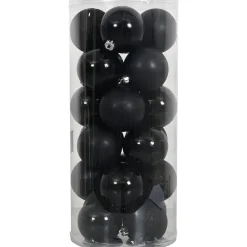 Kerstbal 4cm mix koker 24st zwart
