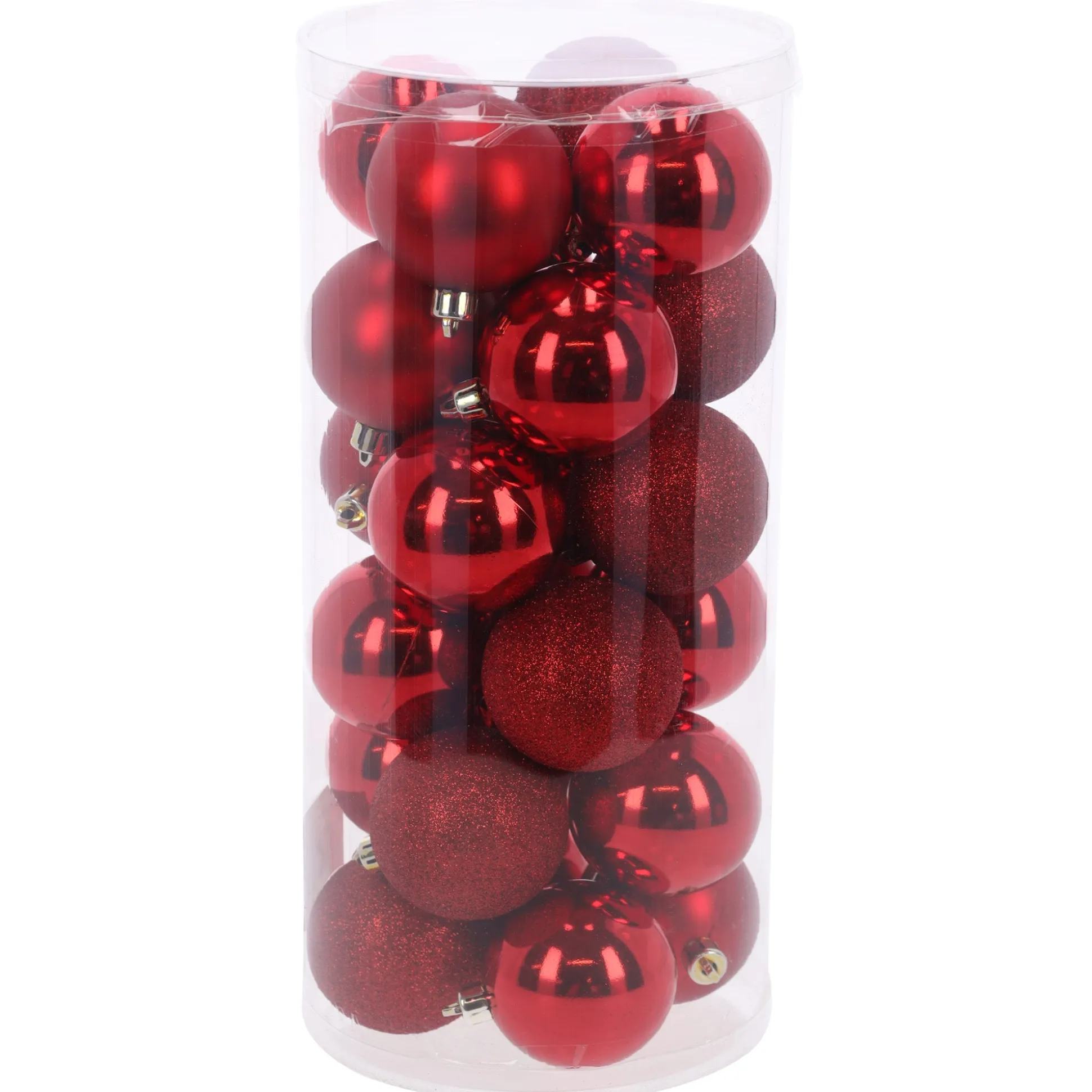 Kerstbal 4cm mix koker 24st santa red