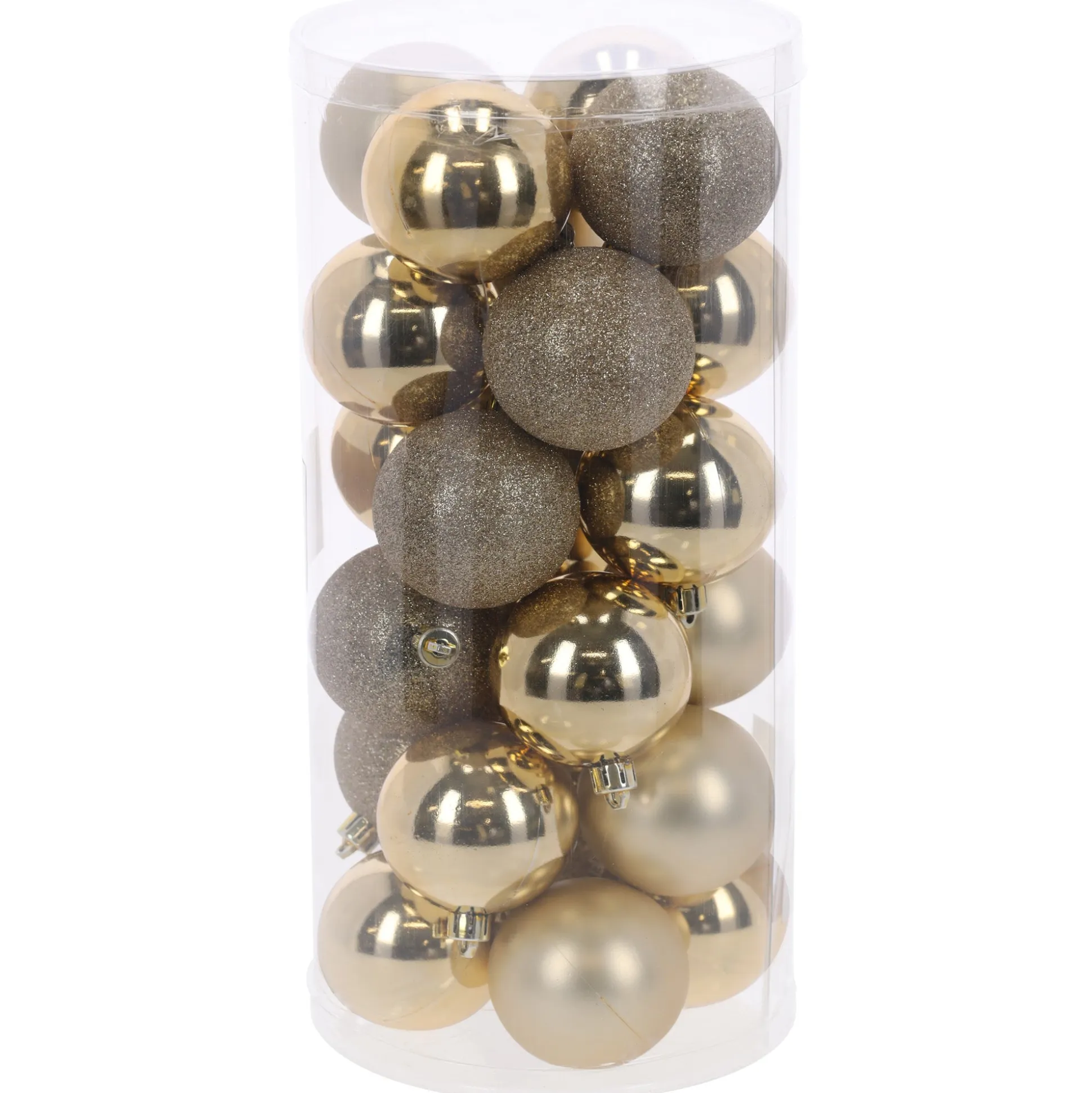 Kerstbal 6cm mix koker 24st soft gold