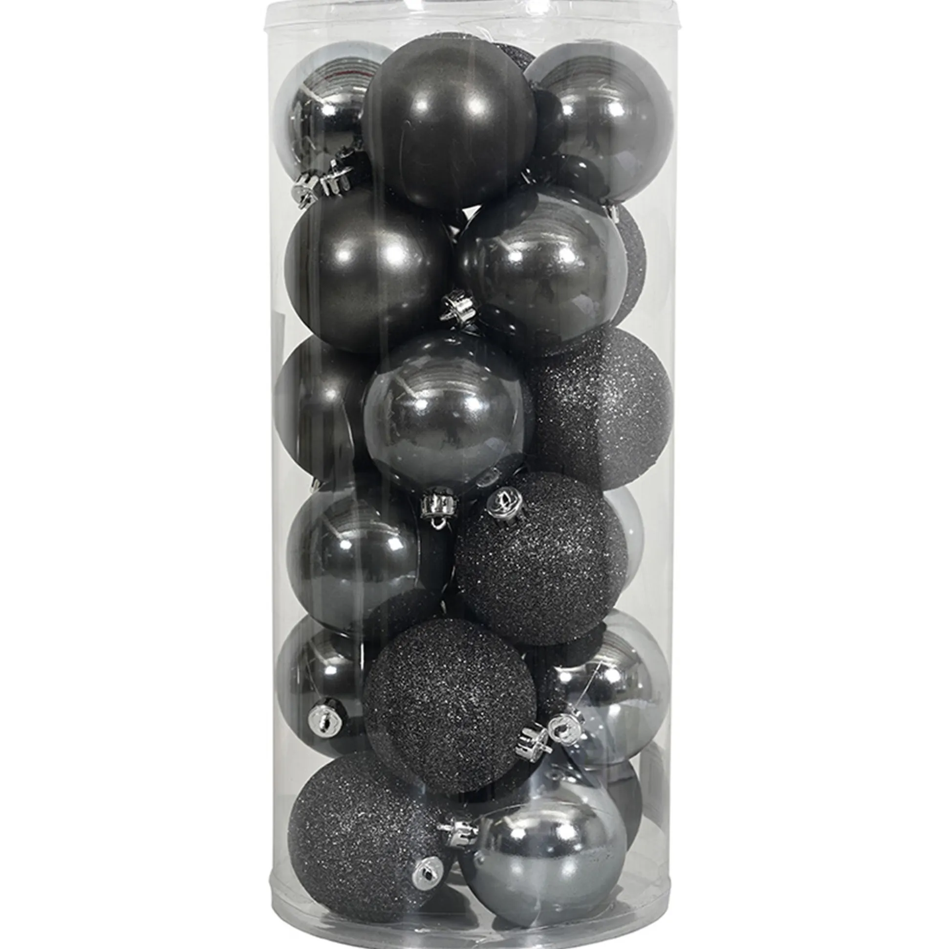 Kerstbal 4cm mix koker 24st antraciet