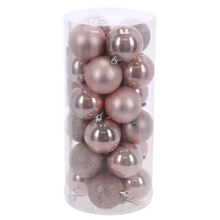 Kerstbal 4cm mix 24st poederroze