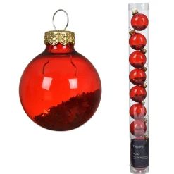 Kerstbal glas 3 cm 9st. rood