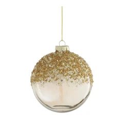 Kerstbal glas champagne 10 cm
