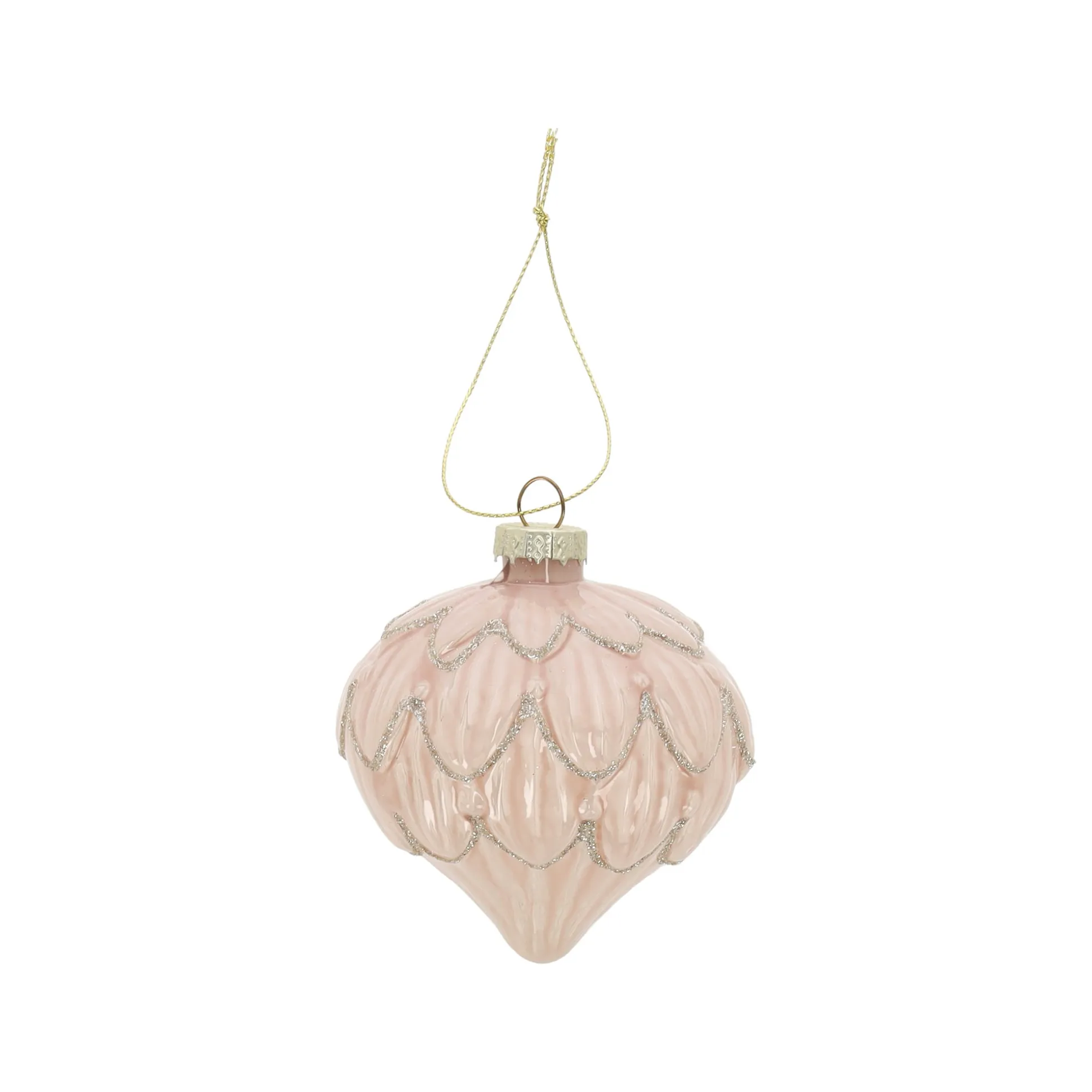 Kerstbal glas champagne 9 cm