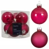 Kerstbal glas glans mat festive pink 6 cm 6st.