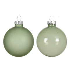 Kerstbal glas glans mat matcha 6 cm 6st.