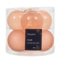 Kerstbal glas glans mat peach 6 cm 6st.