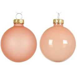 Kerstbal glas glans mat peach 6 cm 6st.