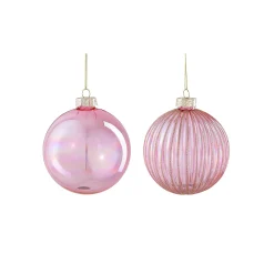 Kerstbal glas roze 8cm