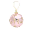Kerstbal glas roze strikjes 10 cm