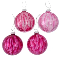 Kerstbal glas Shadie roze 8cm