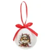 Kerstbal kat wijn 6 cm