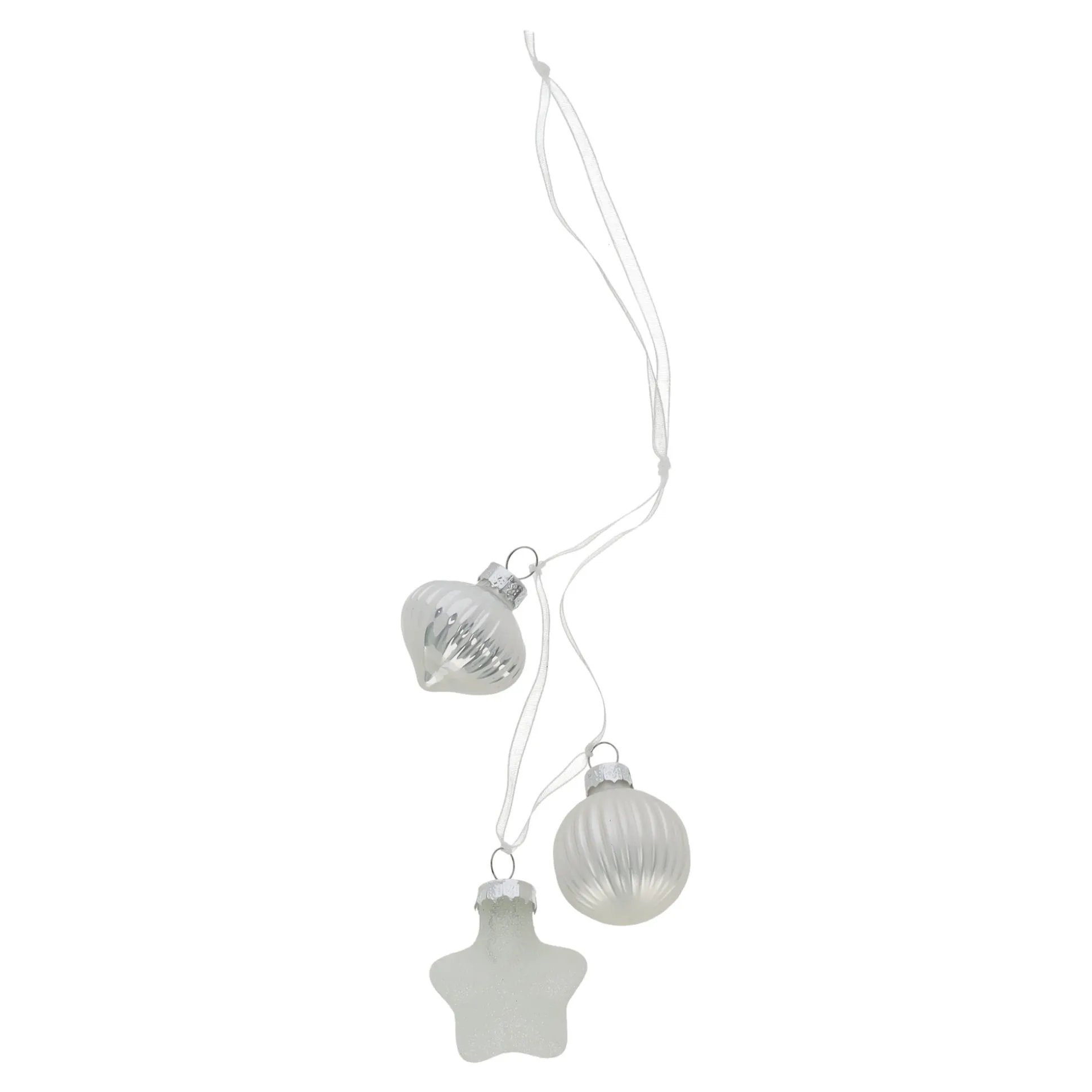 Kerstbal tros mix 3st. wit