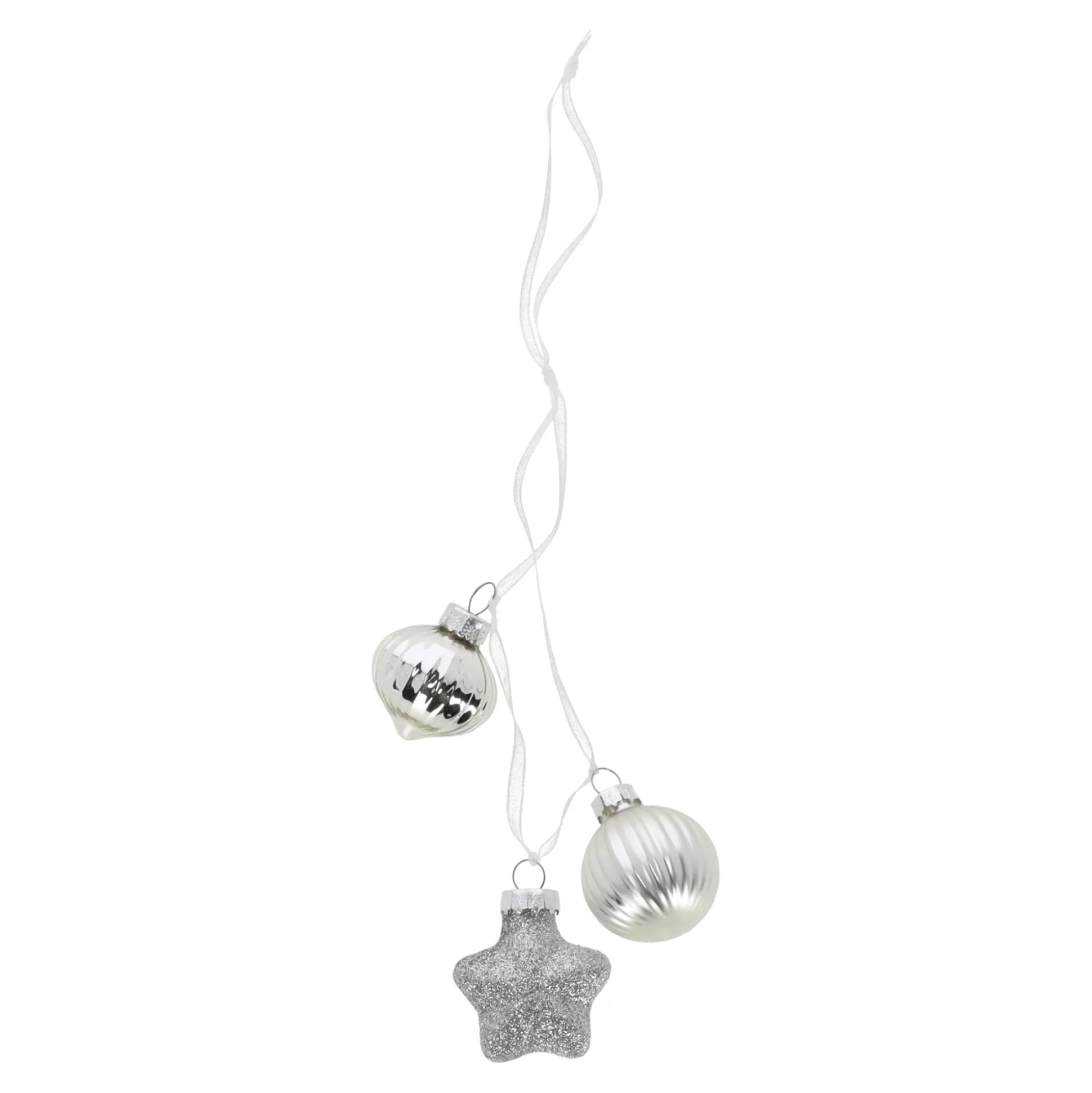 Kerstbal tros mix 3st. zilver