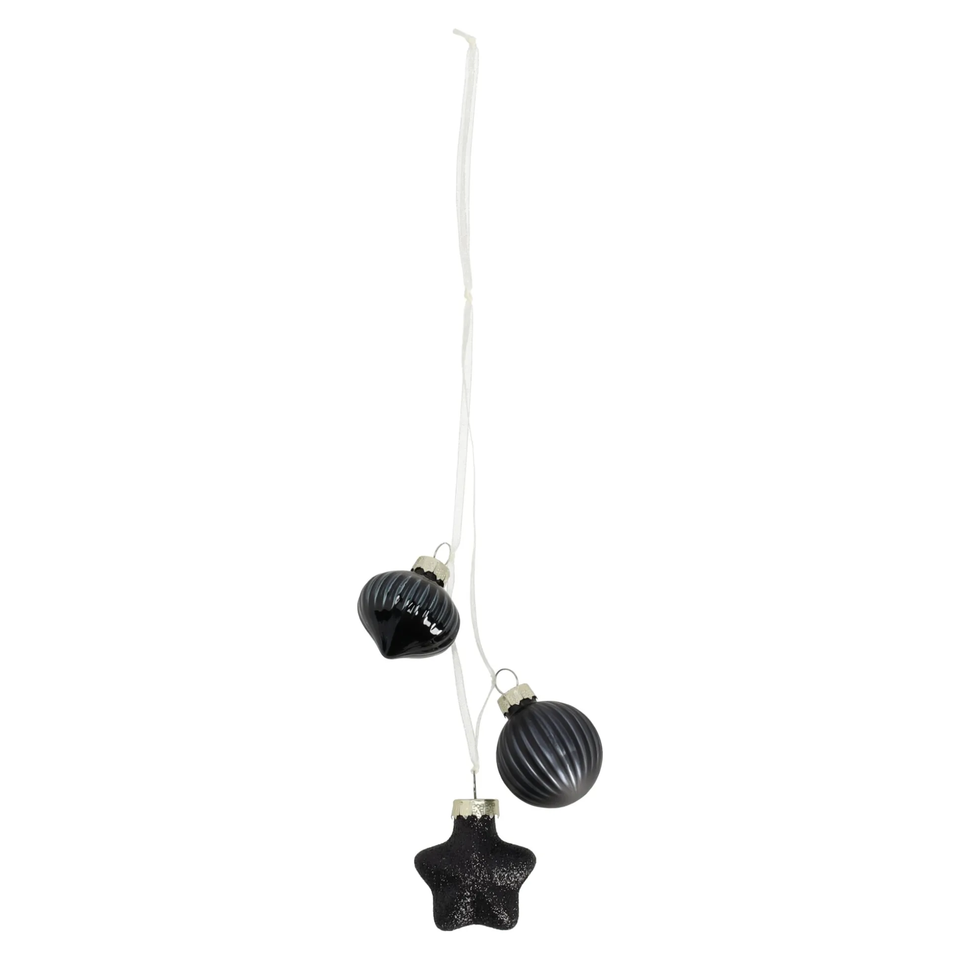 Kerstbal tros mix 3st zwart