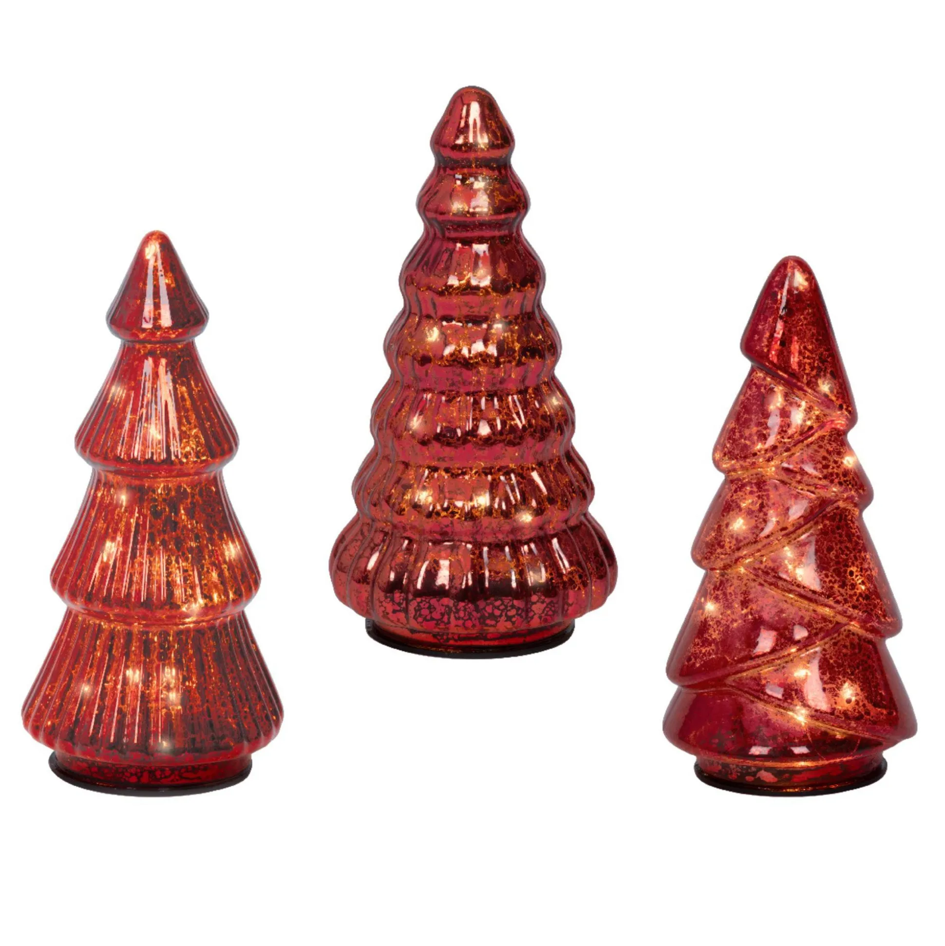 Kerstboom glas led rood 17 cm