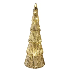 Kerstboom goud glas 29 cm met LED-lampjes