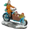 Kerstdorp Bakfiets blauw 9x4x8cm