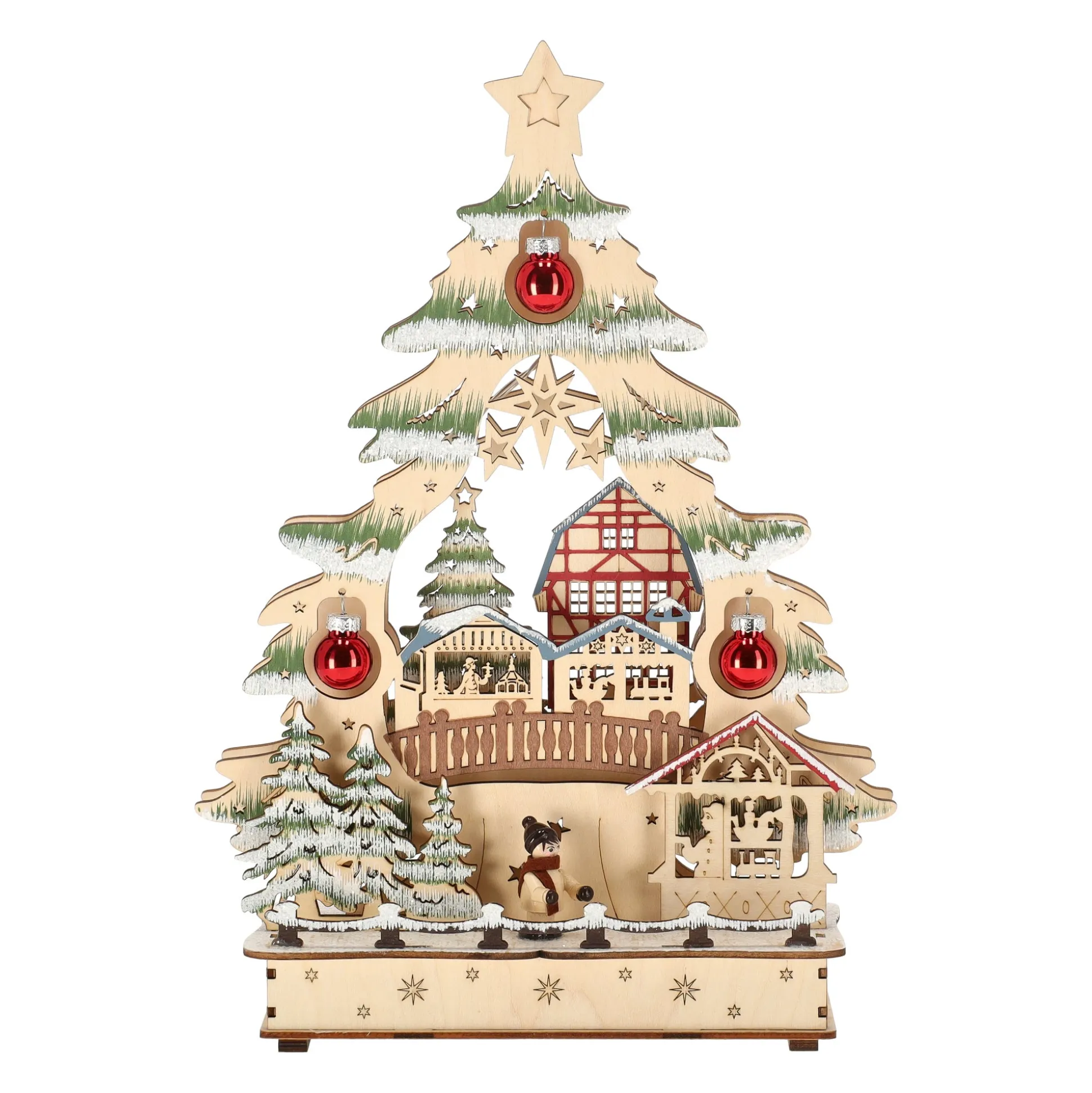 Kerstdorp boom met bos 24 x 33 cm