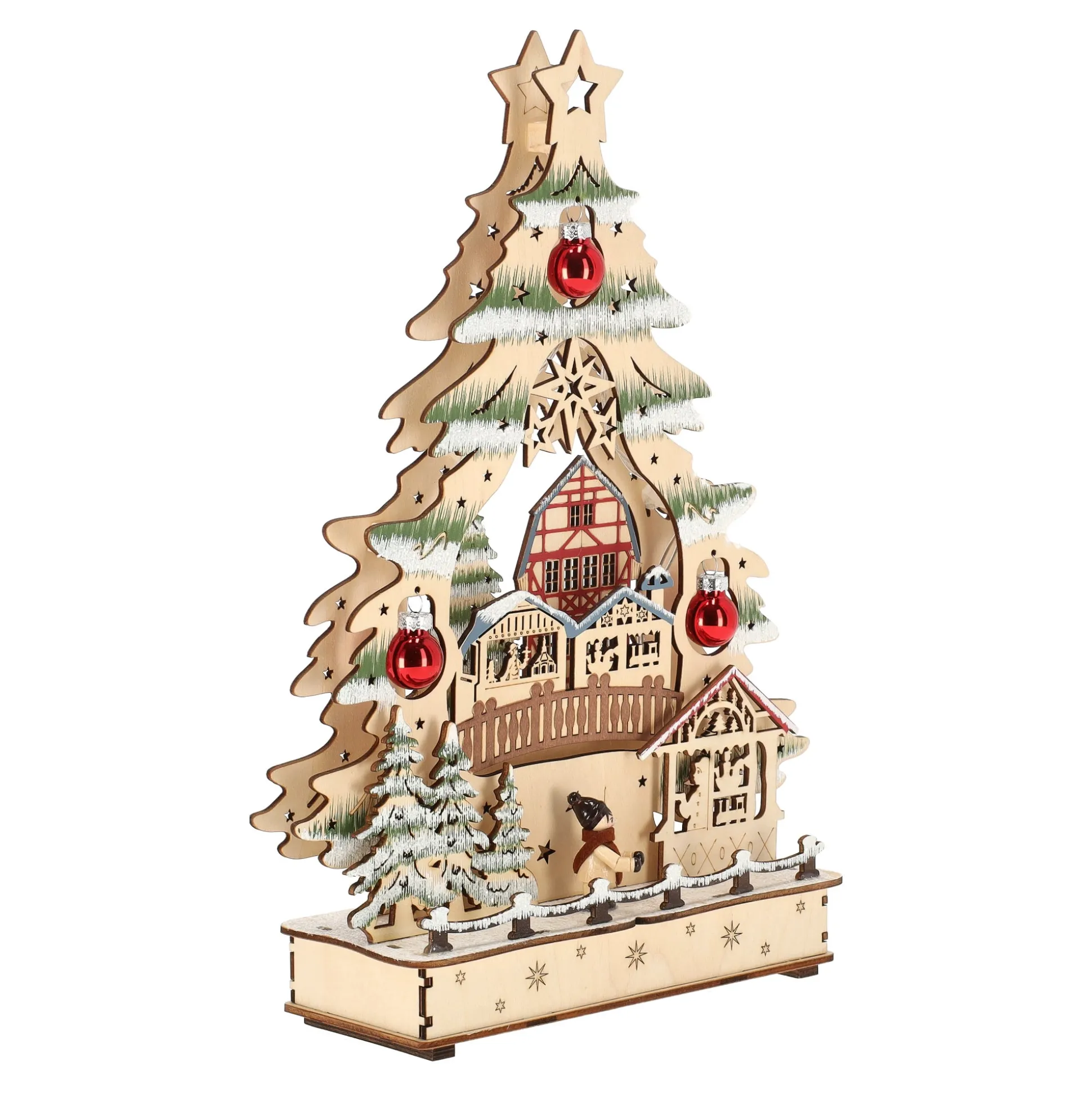 Kerstdorp boom met bos 24 x 33 cm