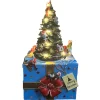 Kerstdorp boom met geschenk 11x11x21cm