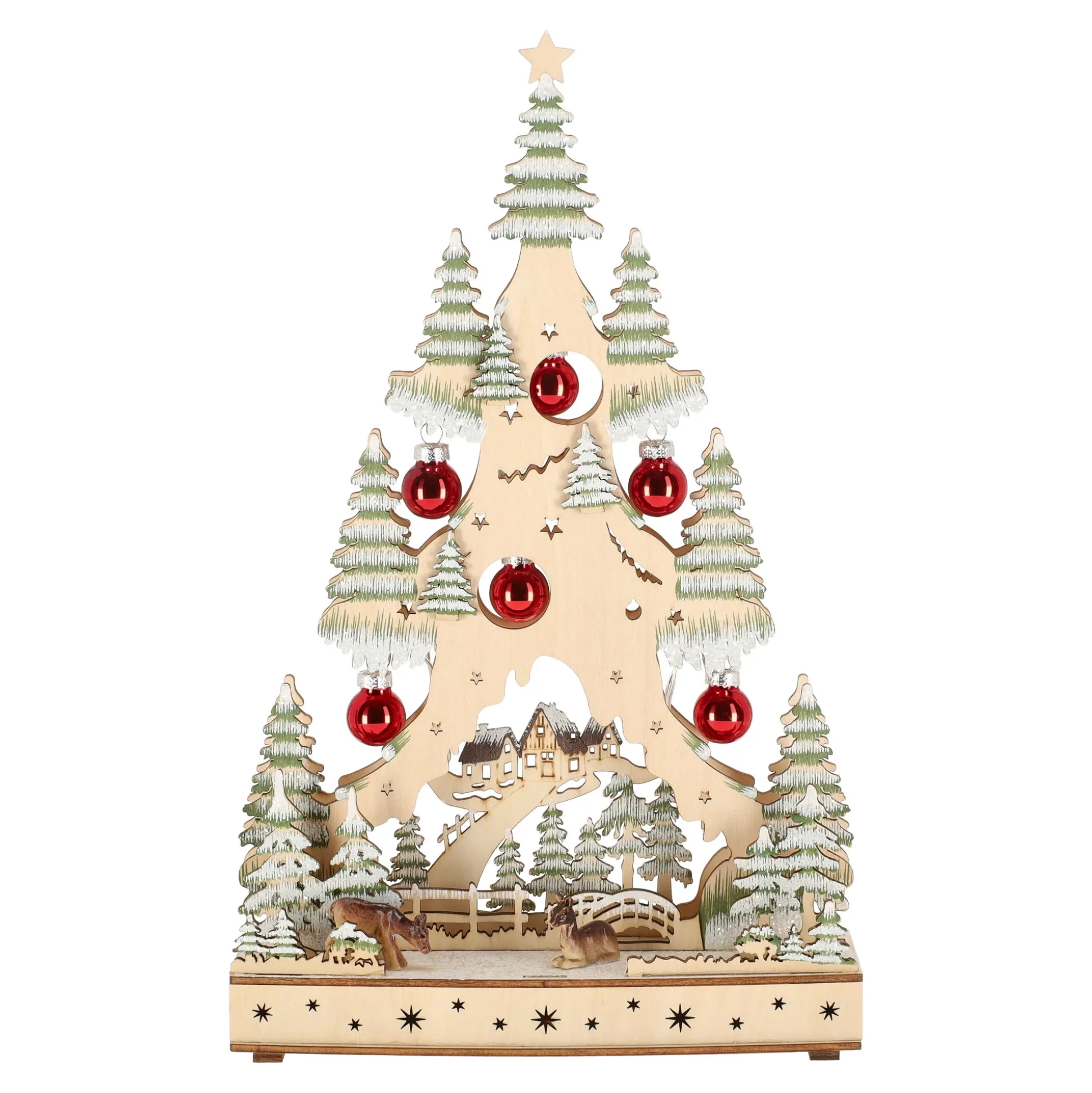 Kerstdorp boom met kerstbal 20 x 33 cm