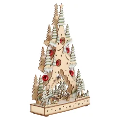 Kerstdorp boom met kerstbal 20 x 33 cm