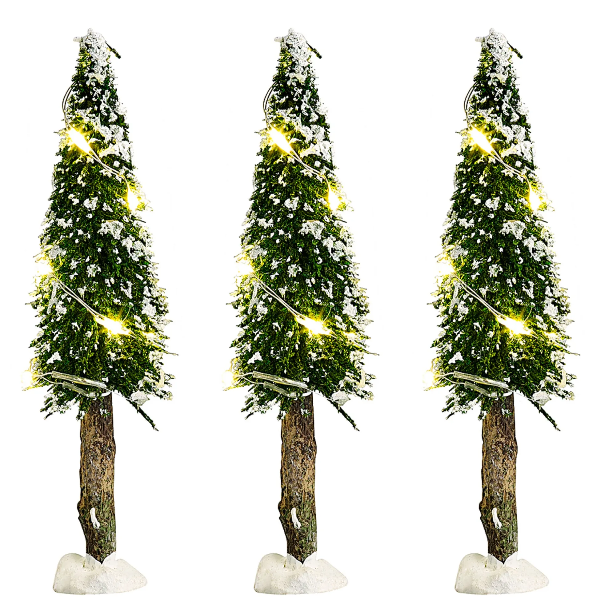 Kerstdorp boom met LED warm wit 14cm