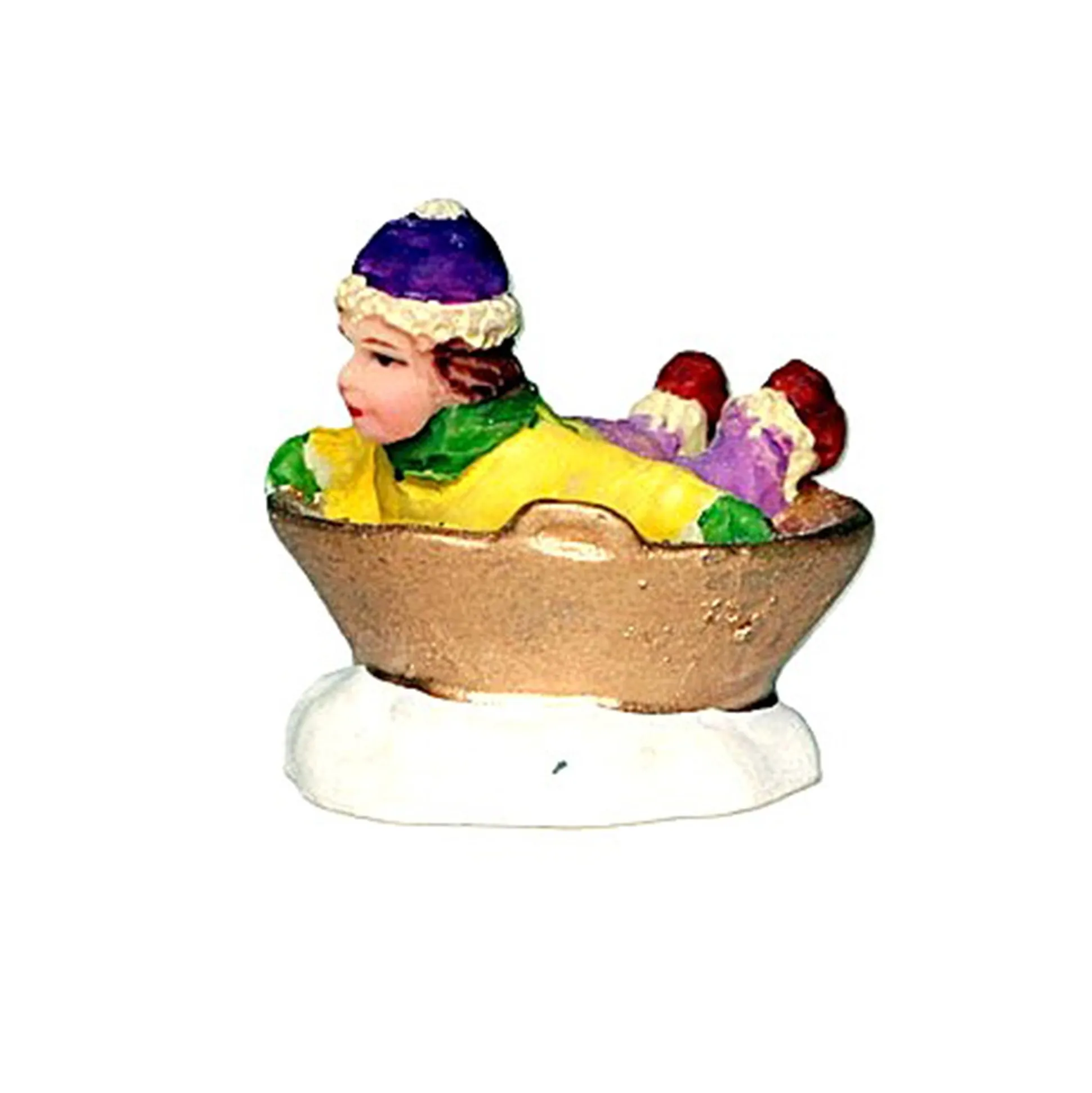 Kerstdorp kind in tobbe slee 3cm