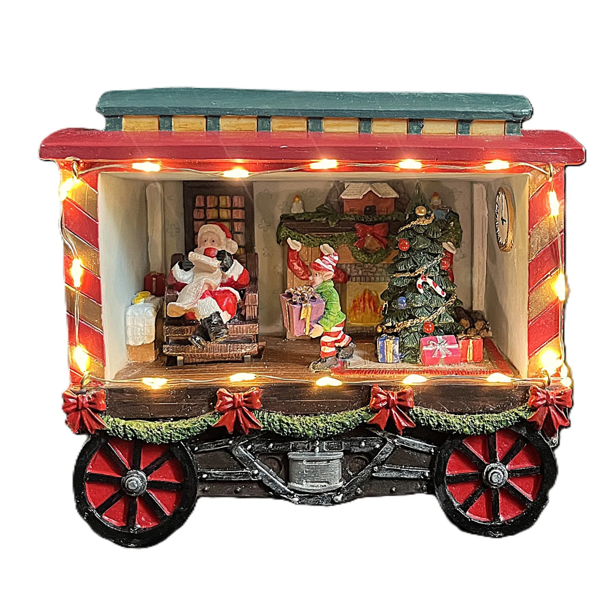 Kerstdorp pakjeswagon 16x8x13cm