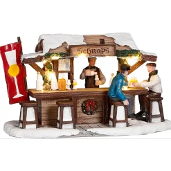 Kerstdorp Schnaps kraam 16x7x9cm