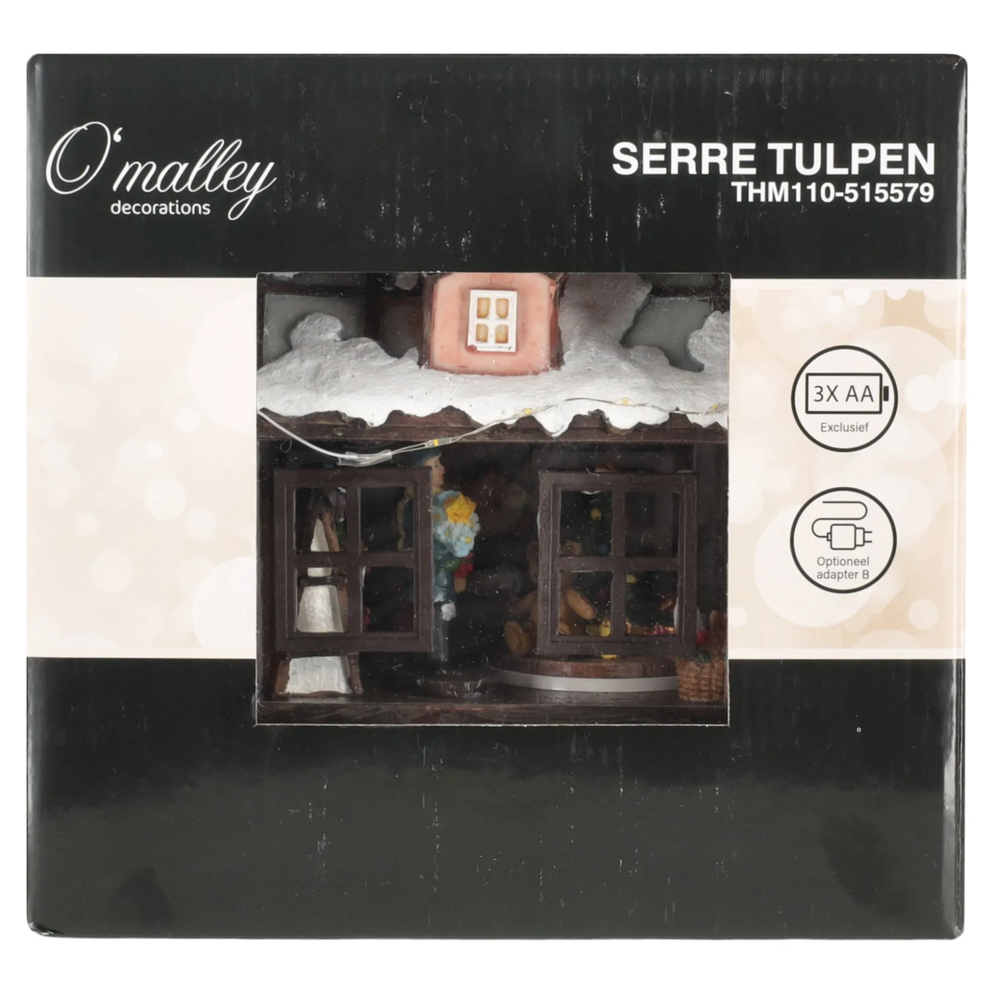 Kerstdorp serre tulpen 19x15x18cm