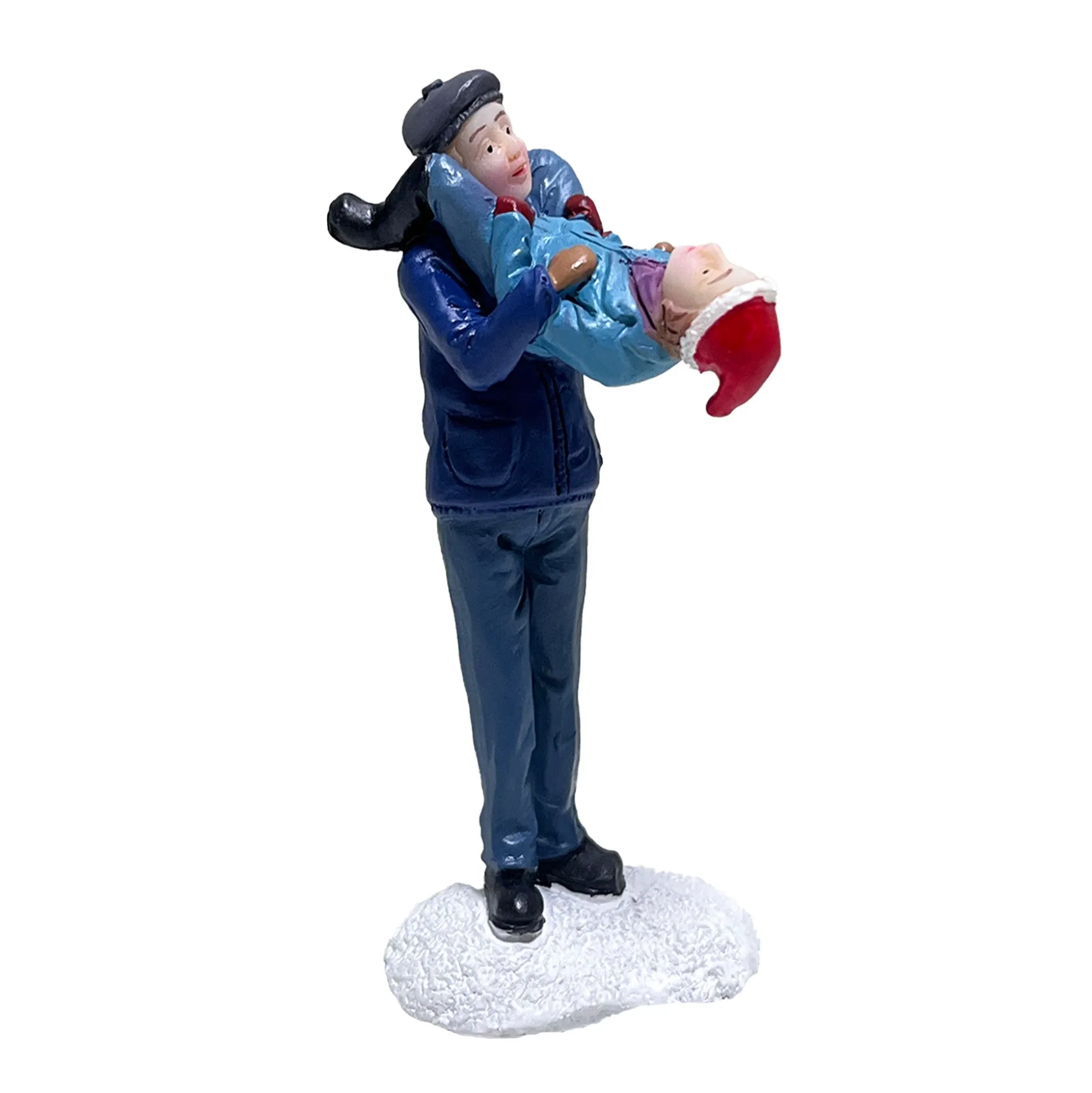 Kerstdorp vader met zoon