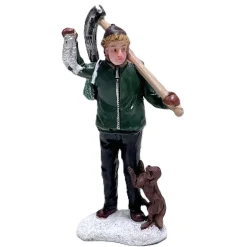 Kerstdorp visser met hond