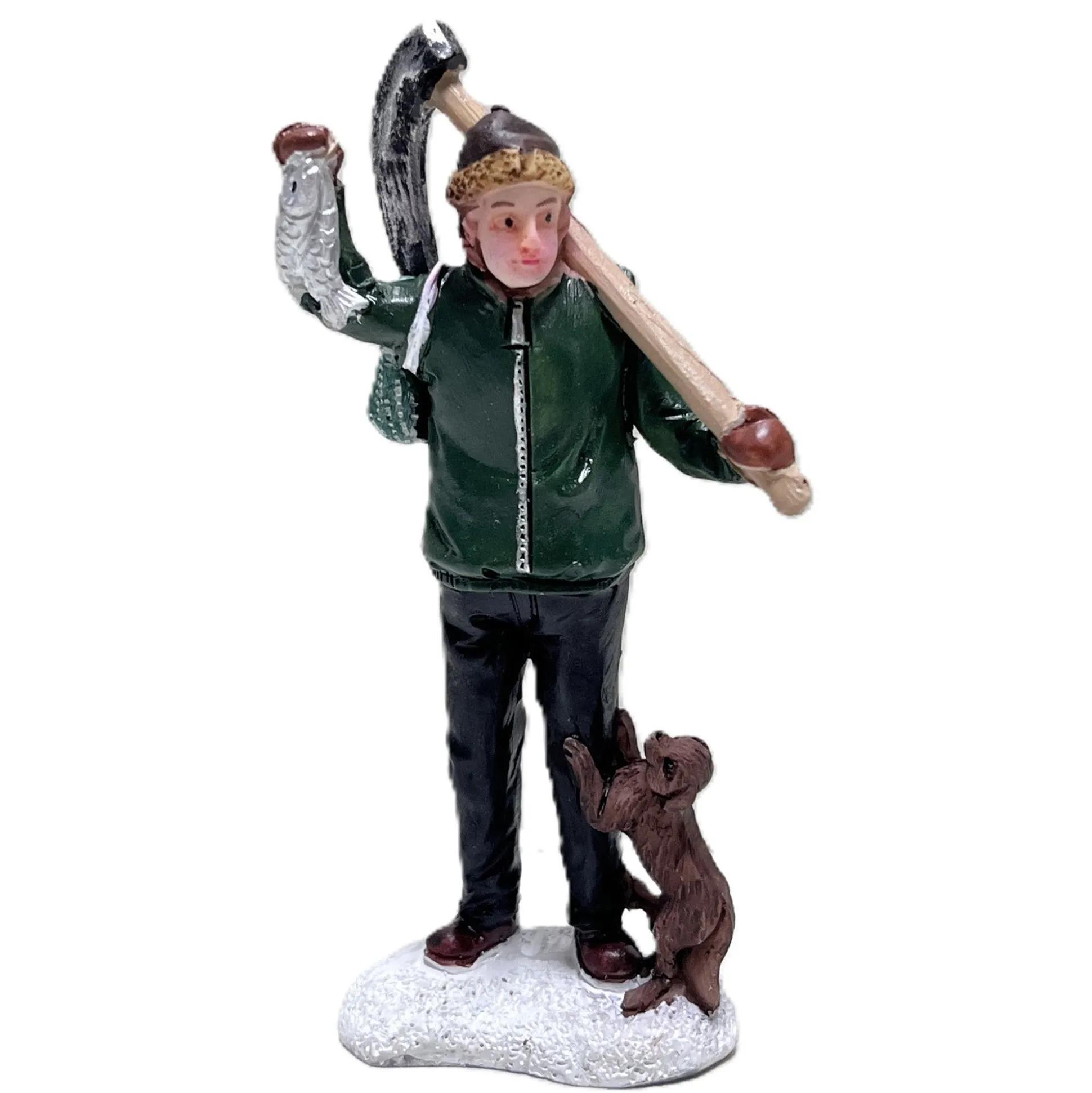 Kerstdorp visser met hond