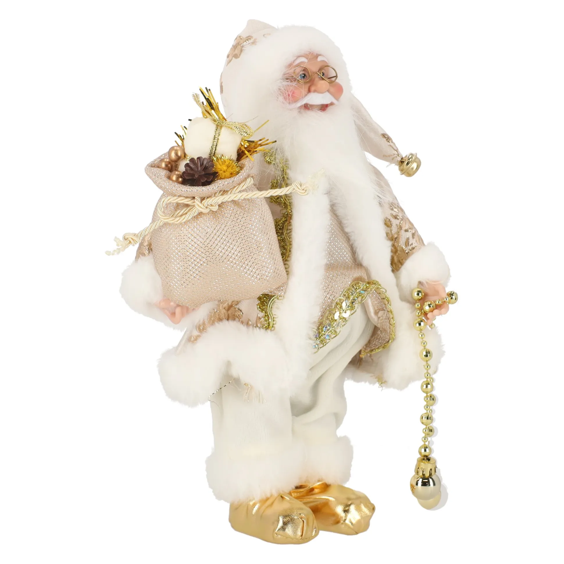 Kerstman 30cm luxe goud