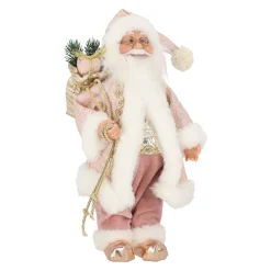 Kerstman 30cm luxe roze