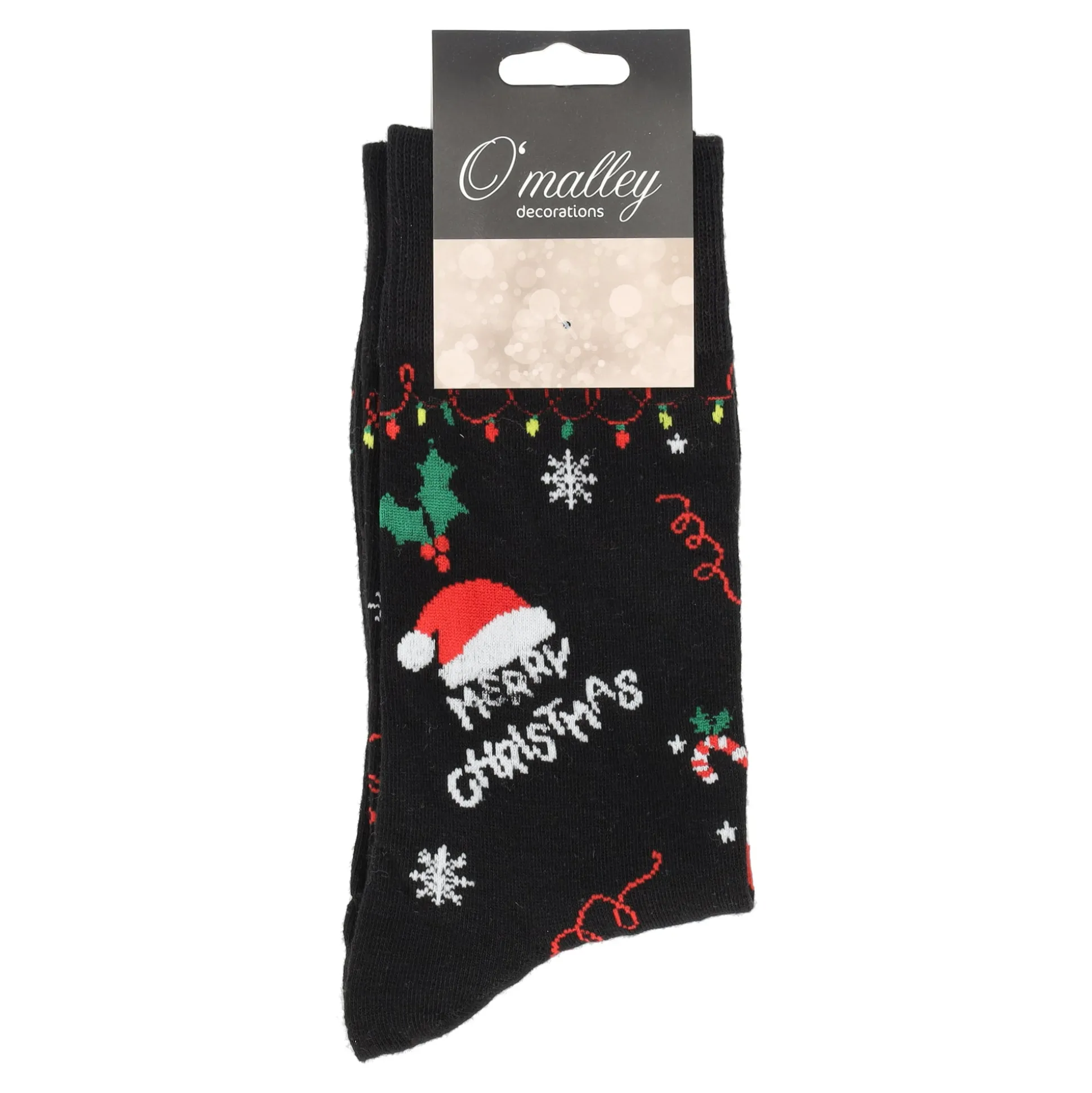 Kerstsok Merry zwart 39-43