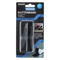 Klittenband plak 20x1000mm zwart