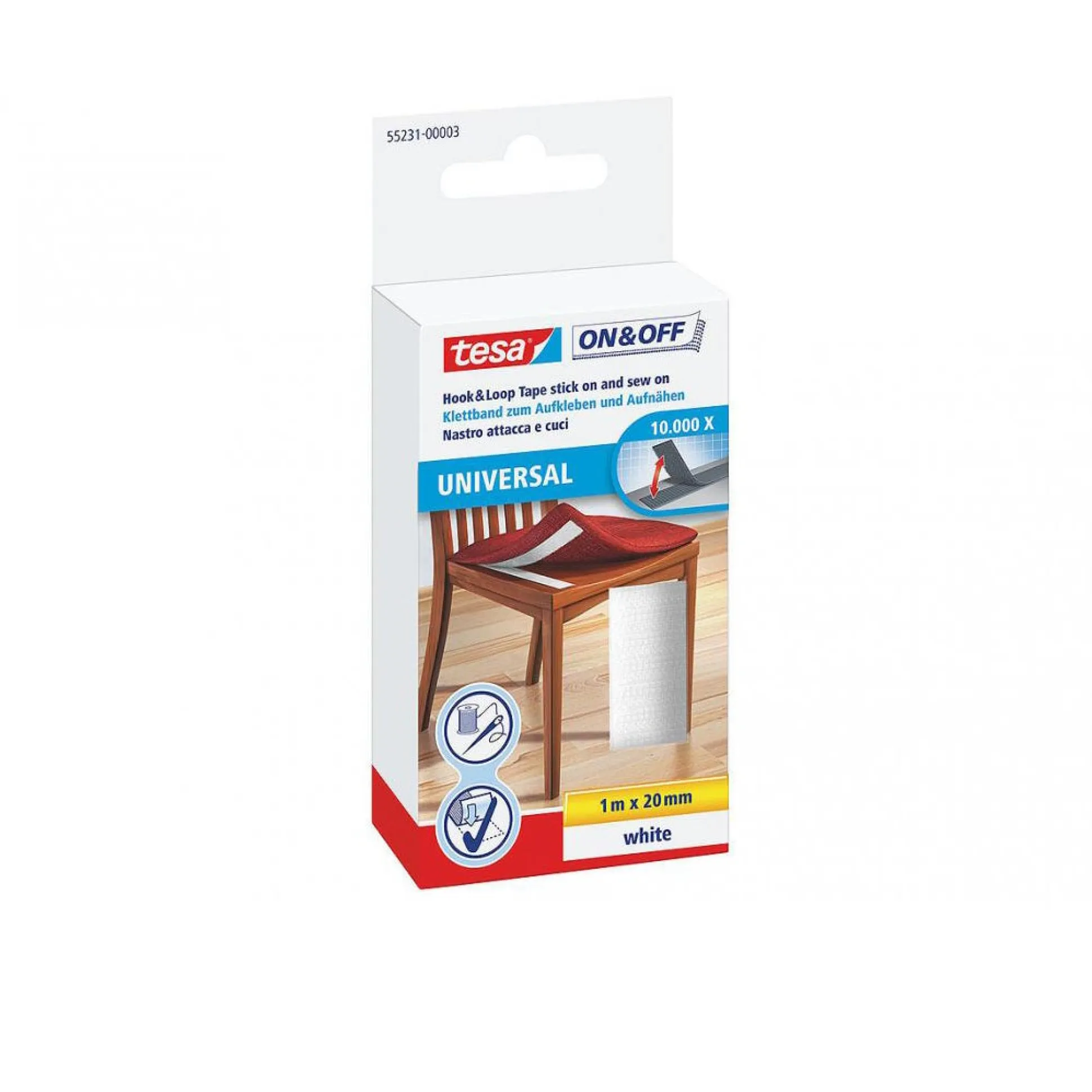Klittenband tape 20mmx1M wit