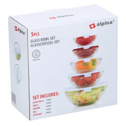 Kommenset glas 10st. met deksel Alpina