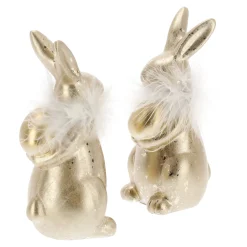 Konijn met ei 16cm goud