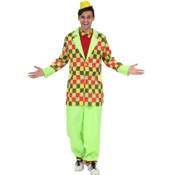Kostuum clown neon groen S