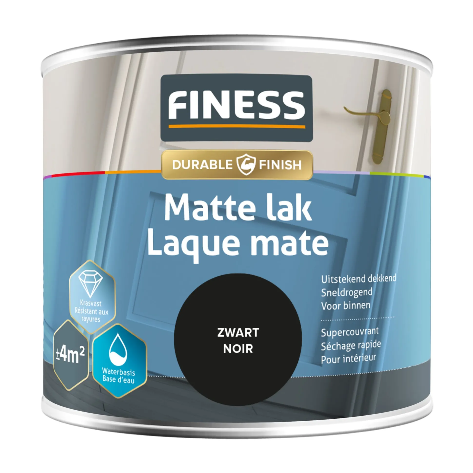 Lak waterb mat zwart 1428 250ml