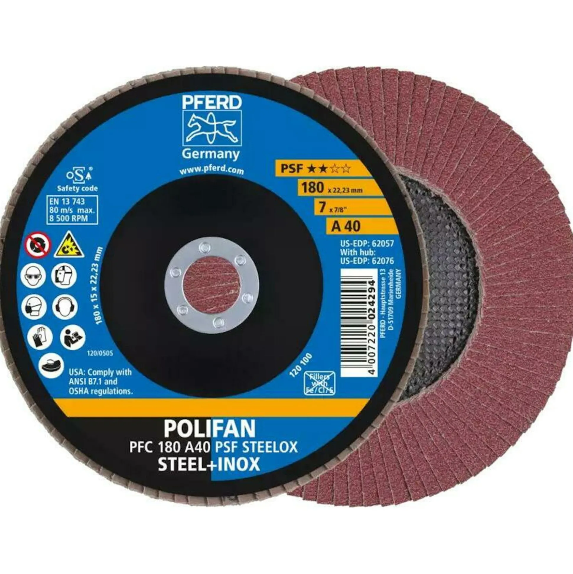 Lamellenschijf PFC-180 staal+RVS